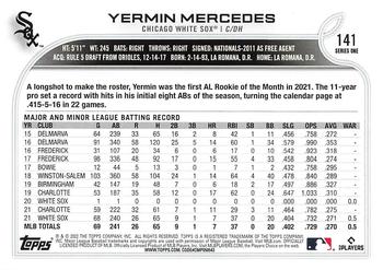 2022 Topps #141 Yermin Mercedes Back