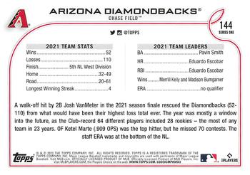 2022 Topps #144 Arizona Diamondbacks Back