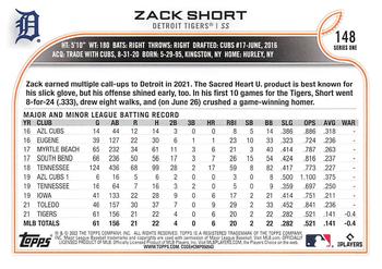 2022 Topps #148 Zack Short Back