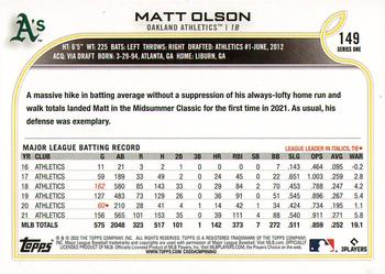 2022 Topps #149 Matt Olson Back