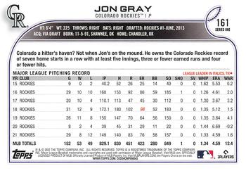 2022 Topps #161 Jon Gray Back