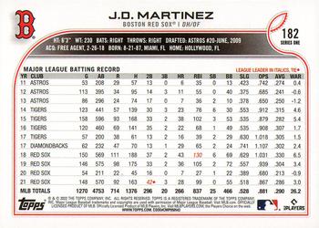 2022 Topps #182 J.D. Martinez Back