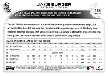 2022 Topps #186 Jake Burger Back