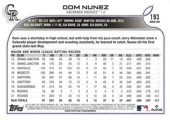 2022 Topps #193 Dom Nunez Back