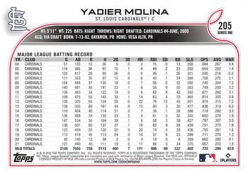 2022 Topps #205 Yadier Molina Back