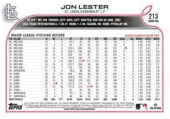 2022 Topps #213 Jon Lester Back