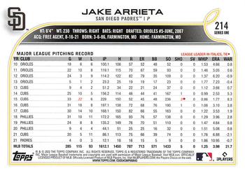 2022 Topps #214 Jake Arrieta Back