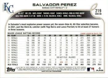 2022 Topps #219 Salvador Perez Back