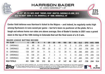 2022 Topps #225 Harrison Bader Back