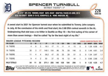 2022 Topps #228 Spencer Turnbull Back