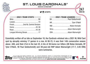 2022 Topps #247 St. Louis Cardinals Back