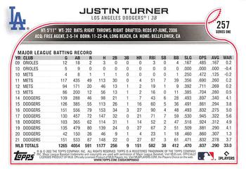 2022 Topps #257 Justin Turner Back