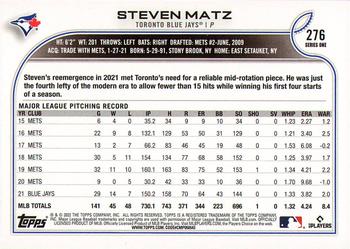 2022 Topps #276 Steven Matz Back