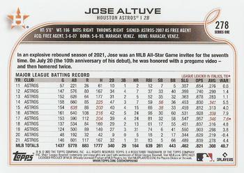 2022 Topps #278 Jose Altuve Back