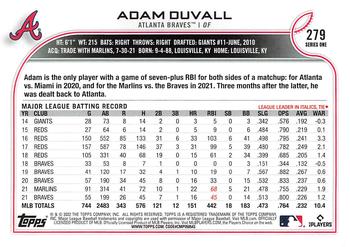 2022 Topps #279 Adam Duvall Back