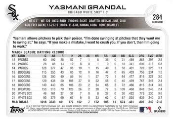 2022 Topps #284 Yasmani Grandal Back