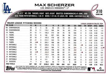 2022 Topps #310 Max Scherzer Back