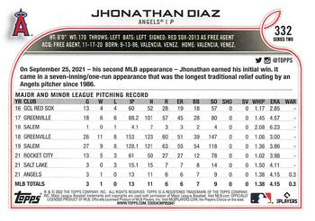 2022 Topps #332 Jhonathan Diaz Back