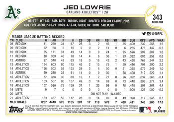 2022 Topps #343 Jed Lowrie Back