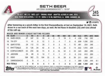 2022 Topps #345 Seth Beer Back
