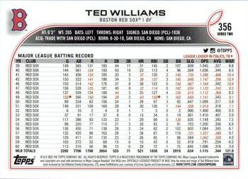 2022 Topps #356 Ted Williams Back