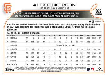 2022 Topps #362 Alex Dickerson Back