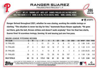 2022 Topps #386 Ranger Suarez Back