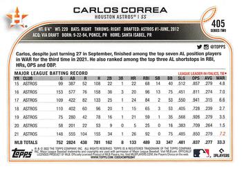 2022 Topps #405 Carlos Correa Back
