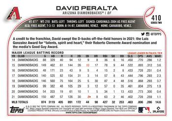 2022 Topps #410 David Peralta Back