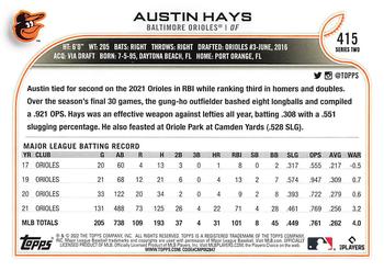 2022 Topps #415 Austin Hays Back