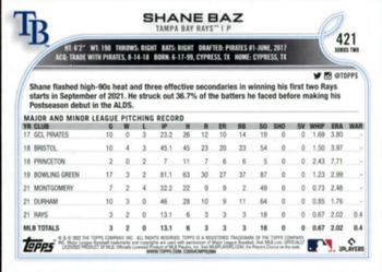2022 Topps #421 Shane Baz Back