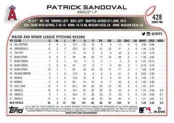 2022 Topps #428 Patrick Sandoval Back