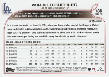 2022 Topps #438 Walker Buehler Back