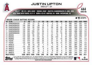 2022 Topps #444 Justin Upton Back