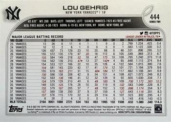 2022 Topps #444 Lou Gehrig Back