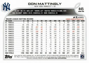 2022 Topps #445 Don Mattingly Back