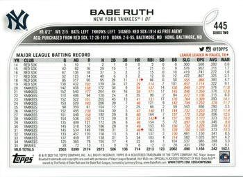 2022 Topps #445 Babe Ruth Back