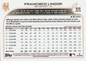 2022 Topps #450 Francisco Lindor Back