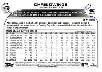 2022 Topps #462 Chris Owings Back