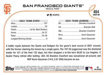 2022 Topps #464 San Francisco Giants Back
