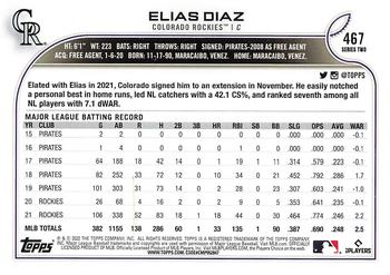 2022 Topps #467 Elias Diaz Back