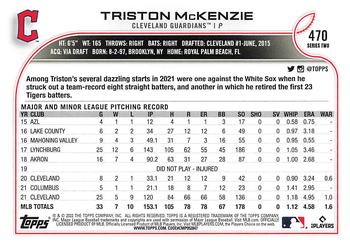 2022 Topps #470 Triston McKenzie Back