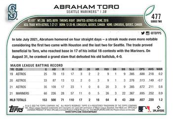 2022 Topps #477 Abraham Toro Back