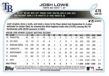 2022 Topps #479 Josh Lowe Back
