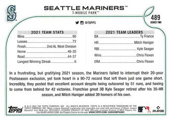 2022 Topps #489 Seattle Mariners Back