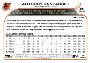 2022 Topps #491 Anthony Santander Back