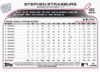 2022 Topps #492 Stephen Strasburg Back