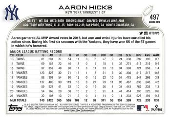 2022 Topps #497 Aaron Hicks Back
