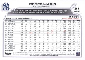 2022 Topps #497 Roger Maris Back