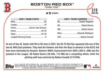 2022 Topps #519 Boston Red Sox Back